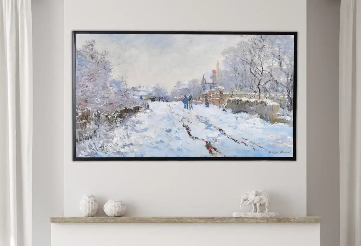 Samsung Frame TV Art 4K Snow at Argenteuil Famous Claude Monet Painting. Instant Download Landscape Wall Art for Frame TV. Vintage Wall Art – Frame TV  Art