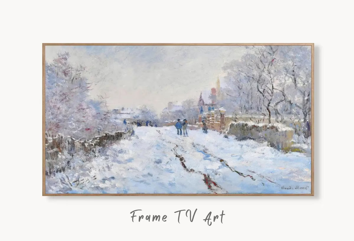 Samsung Frame TV Art 4K Snow at Argenteuil Famous Claude Monet Painting. Instant Download Landscape Wall Art for Frame TV. Vintage Wall Art – Frame TV  Art