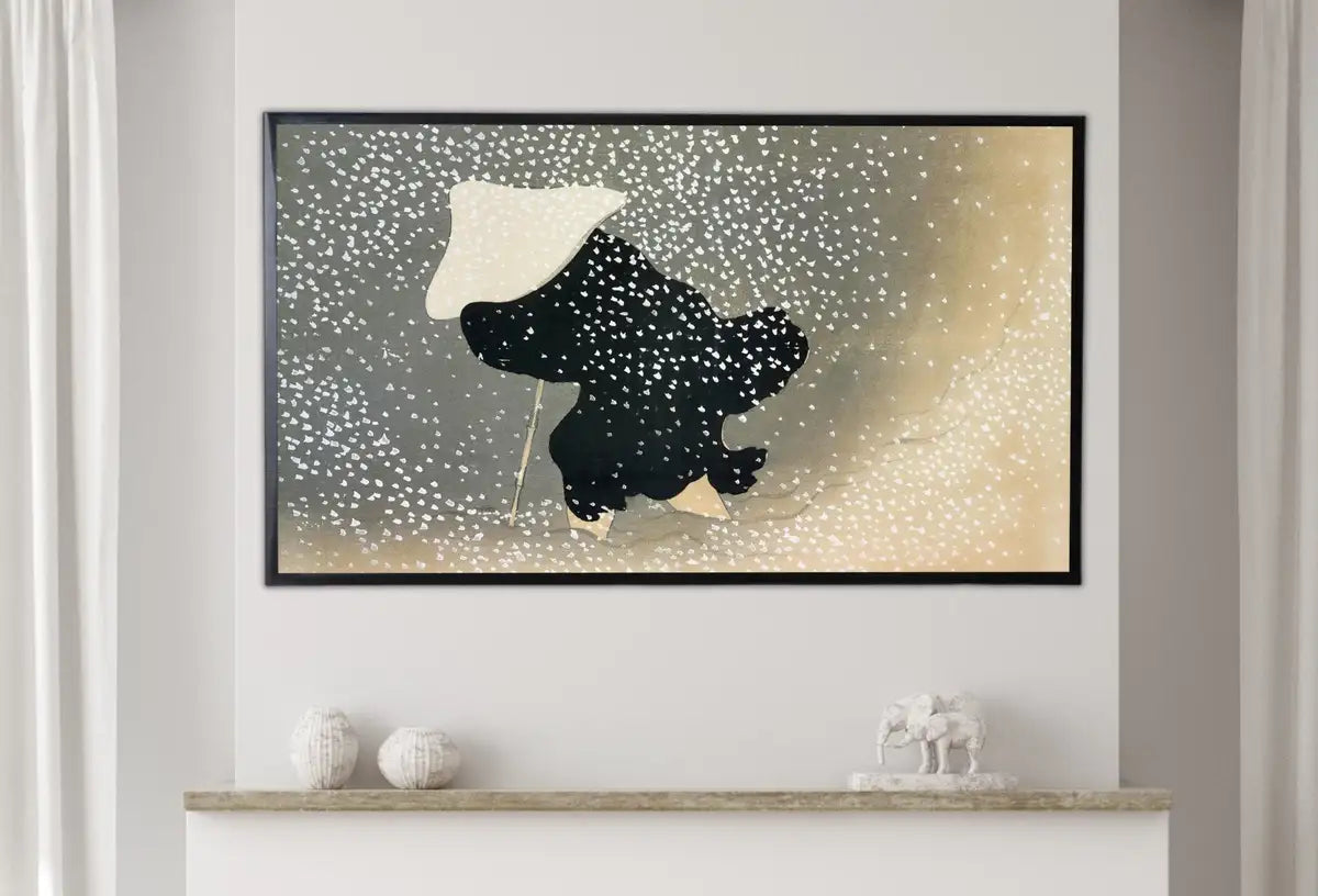 Detail view of artwork from Samsung Frame TV Art 4K Snow from Momoyogusa Japanese Wall Art. Instant Download Antique Japanese Art for the Frame TV. Vintage Wall Art. (variation 2)