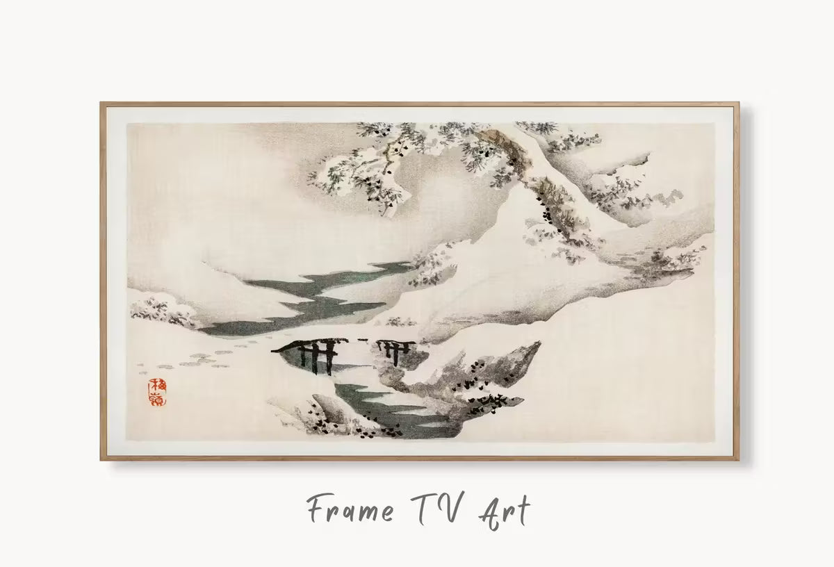 Samsung Frame TV Art 4K Snow Landscape Vintage Japanese Wall Art. Instant Download Antique Japanese Art for the Frame TV. Vintage Wall Art – Frame TV  Art