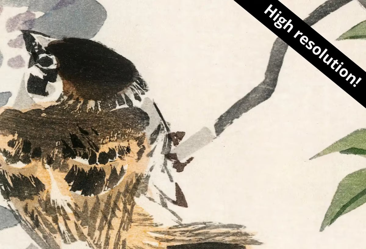 Samsung Frame TV Art 4K Sparrow on a Branch Vintage Japanese Wall Art. Instant Download Antique Japanese Art for the Frame TV. Bird Art – Frame TV  Art