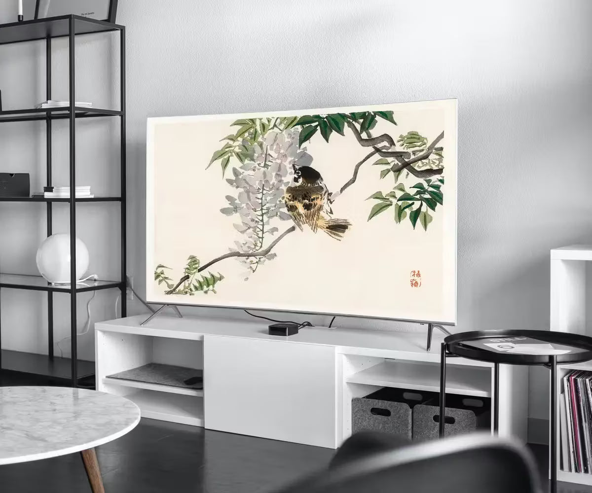 Samsung Frame TV Art 4K Sparrow on a Branch Vintage Japanese Wall Art. Instant Download Antique Japanese Art for the Frame TV. Bird Art – Frame TV  Art