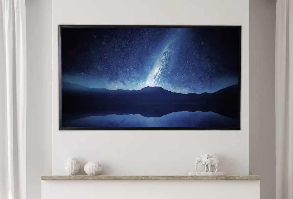 Samsung Frame TV Art 4K Stars at Night over Mountains Landscape Wall Art. Instant Download Blue Mountain Digital Painting. Art for Frame TV – Frame TV  Art