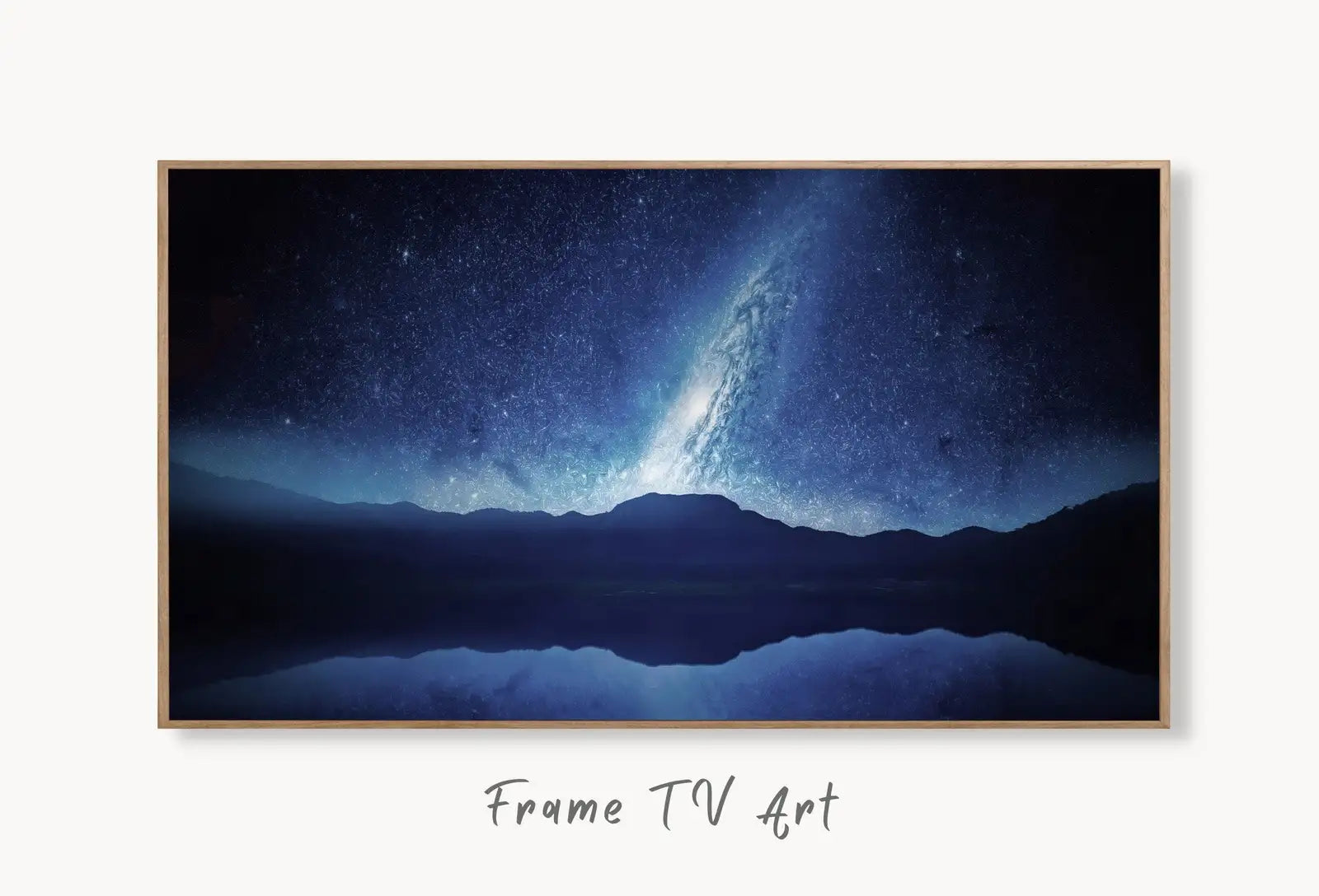 Collage of artworks from Samsung Frame TV Art 4K Stars at Night over Mountains Landscape Wall Art. Instant Download Blue Mountain Digital Painting. Art for Frame TV Frame TV Art Collection – digital download set.