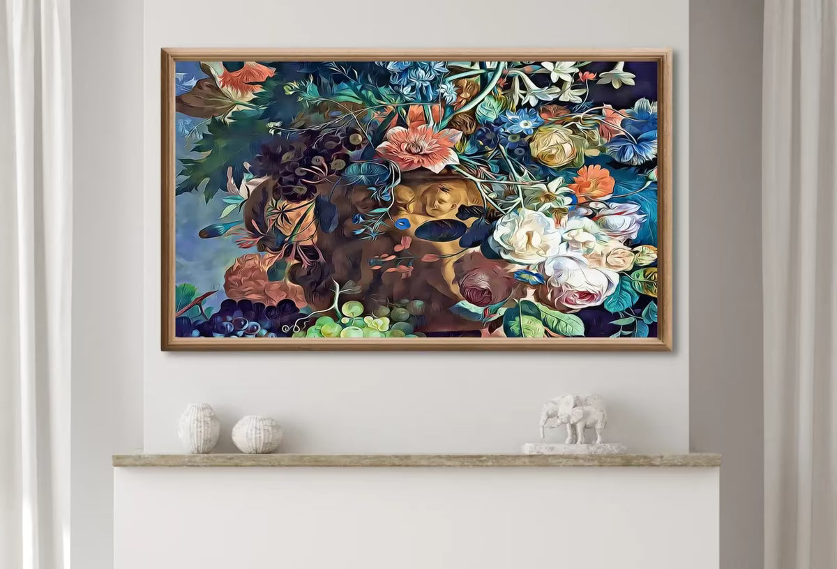 Samsung Frame TV Art 4K Still life Painting. Flowers Vase Botanical Wall Art. Instant Download Colorful Retro Style Floral Art for Frame TV – Frame TV  Art