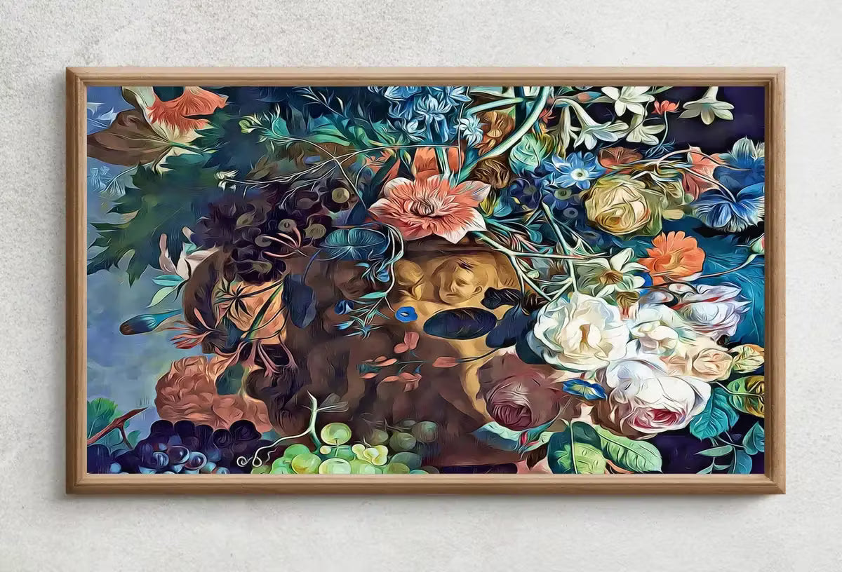 Samsung Frame TV Art 4K Still life Painting. Flowers Vase Botanical Wall Art. Instant Download Colorful Retro Style Floral Art for Frame TV – Frame TV  Art