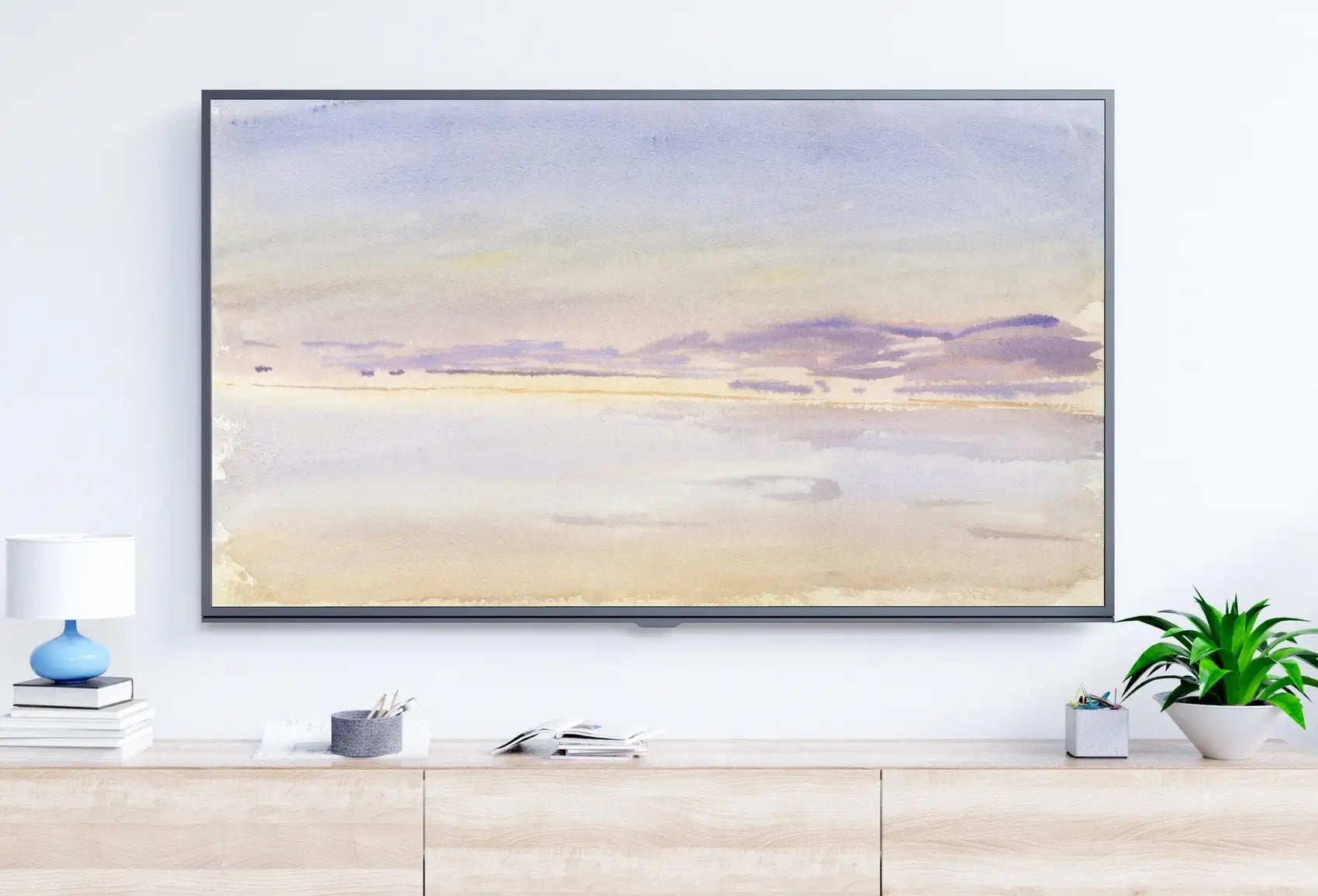 Included artwork preview showing first selection of artworks from Samsung Frame TV Art 4K Sunset at Sea Vintage Watercolor Painting. Instant Download Vintage Art for the Samsung Frame TV. Sunset Wall Art.