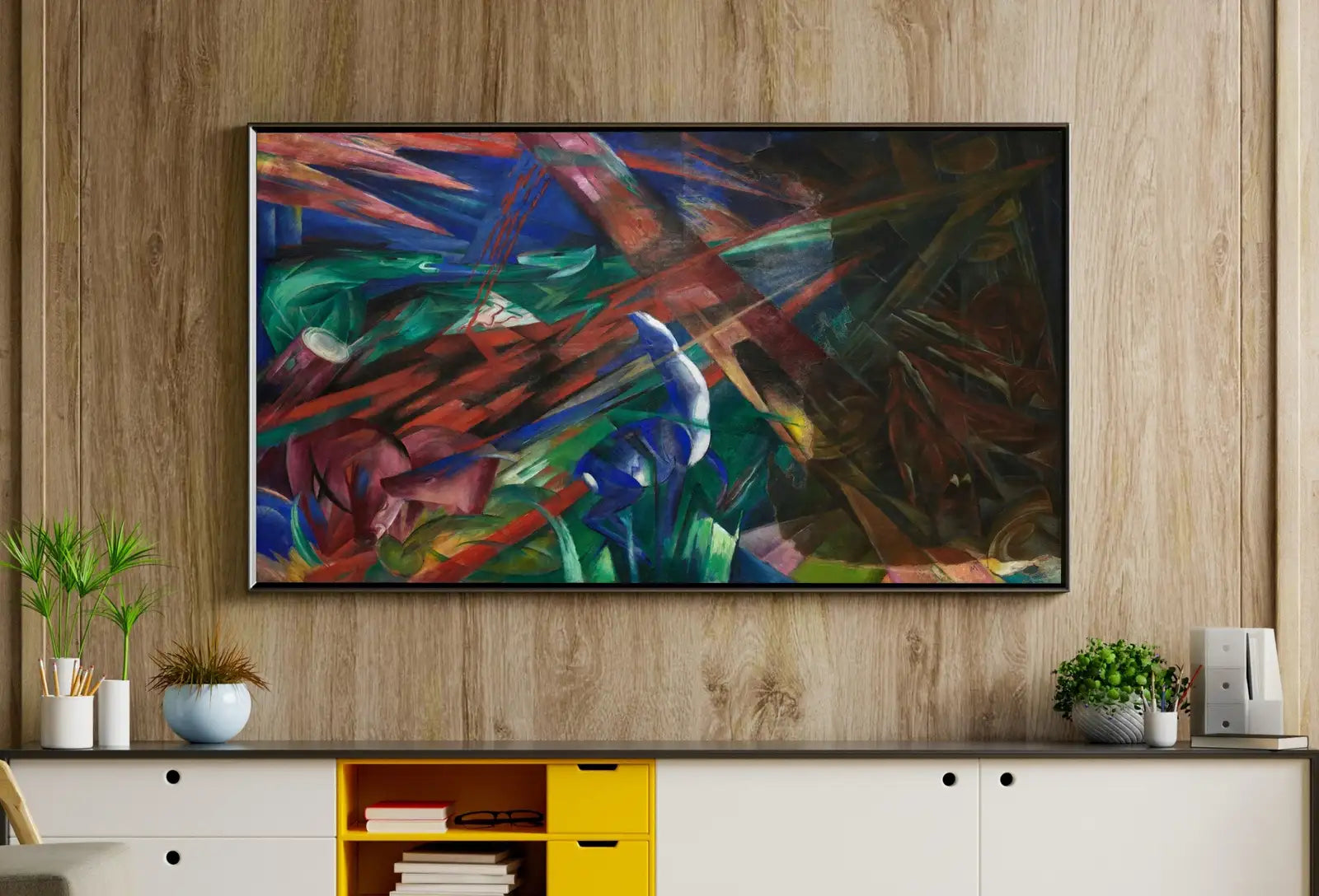 Detail view of artwork from Samsung Frame TV Art 4K Surreal Forest Animals Abstract Vintage Painting. Instant Download Art for Frame TV. Abstract Home Decor. TV Art. (variation 1)
