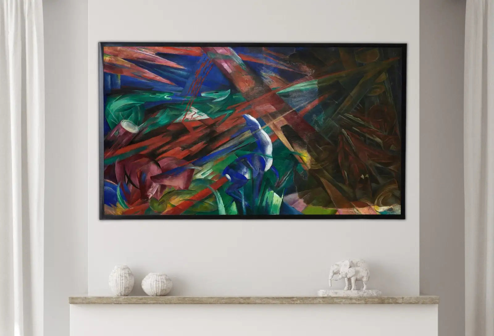 Detail view of artwork from Samsung Frame TV Art 4K Surreal Forest Animals Abstract Vintage Painting. Instant Download Art for Frame TV. Abstract Home Decor. TV Art. (variation 6)