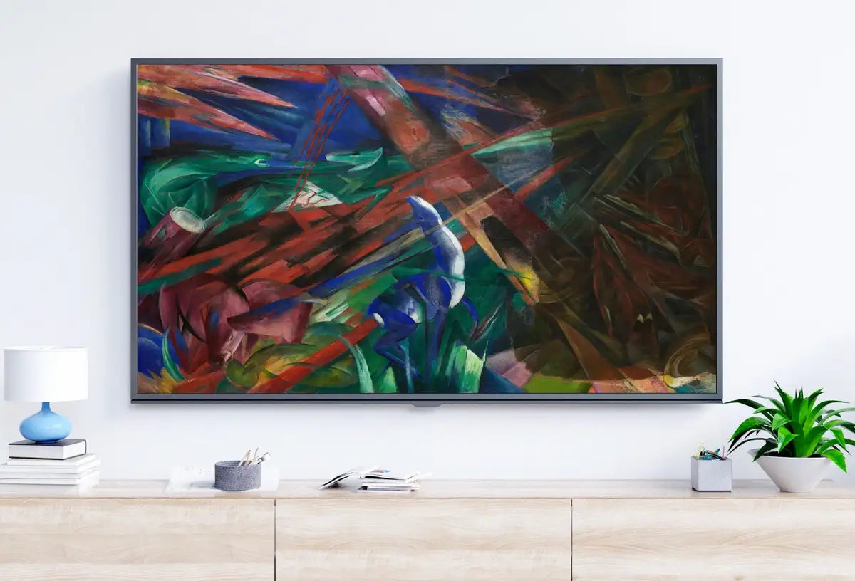 Detail view of artwork from Samsung Frame TV Art 4K Surreal Forest Animals Abstract Vintage Painting. Instant Download Art for Frame TV. Abstract Home Decor. TV Art. (variation 5)