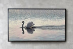 Detail view of artwork from Samsung Frame TV Art 4K Swimming Swan, Digital Download, Digital Art for Tv Swan Decor, White Frame TV Art, Swan Painting. (variation 3)