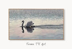 Samsung Frame TV Art 4K Swimming Swan, , Digital Art for Tv Swan Decor, White Frame TV Art, Swan Painting – Frame TV  Art