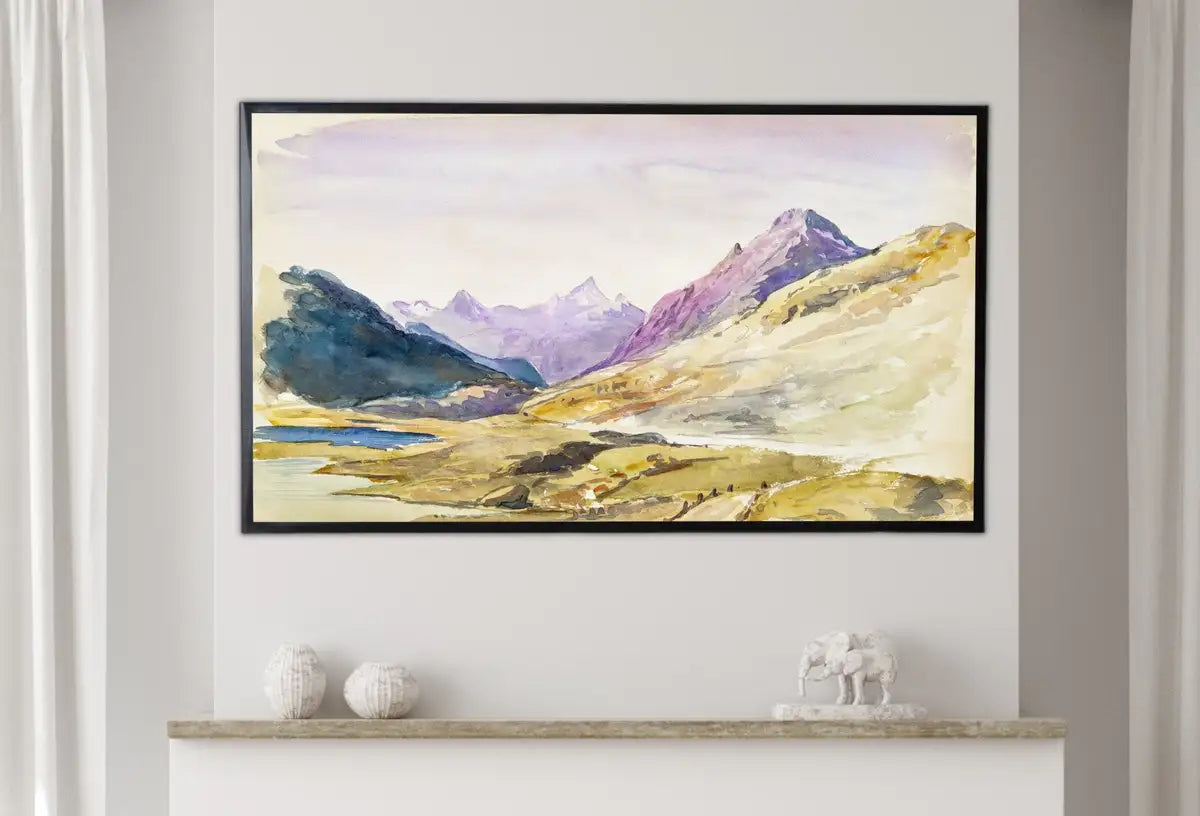 Detail view of artwork from Samsung Frame TV Art 4K Switzerland Mountain Landscape Famous Painting. Instant Download Landscape Wall Art for Frame TV. Vintage Wall Art. (variation 2)