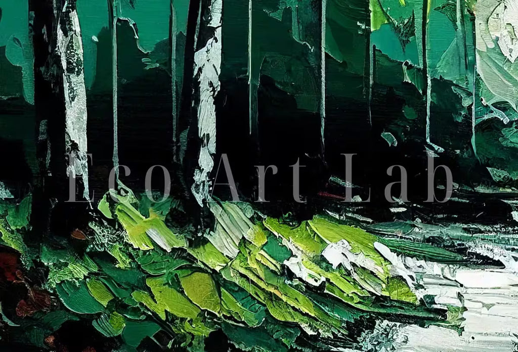 Samsung Frame TV Art 4K Textured Abstract Painting Forest & River Landscape. Instant Download Forest Art for Samsung Frame TV. Art for TV – Frame TV  Art