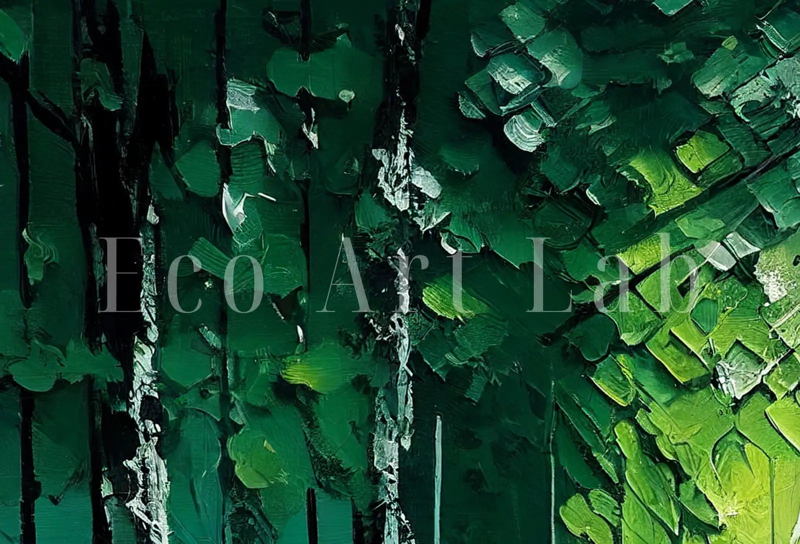 Detail view of artwork from Samsung Frame TV Art 4K Textured Abstract Painting Forest & River Landscape. Instant Download Forest Art for Samsung Frame TV. Art for TV. (variation 1)