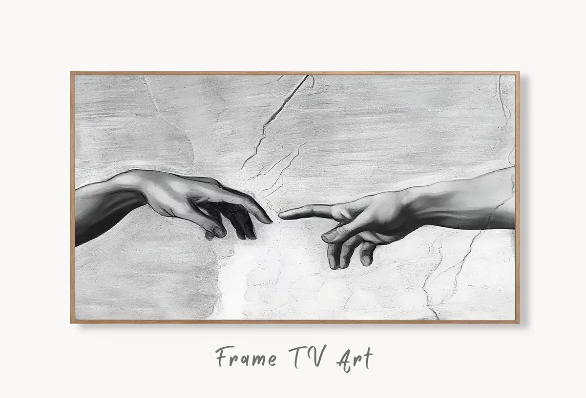 Samsung Frame TV Art 4K The Creation of Adam Reaching Hands Famous Michelangelo Painting. Instant Download Vintage Painting for Frame TV – Frame TV  Art