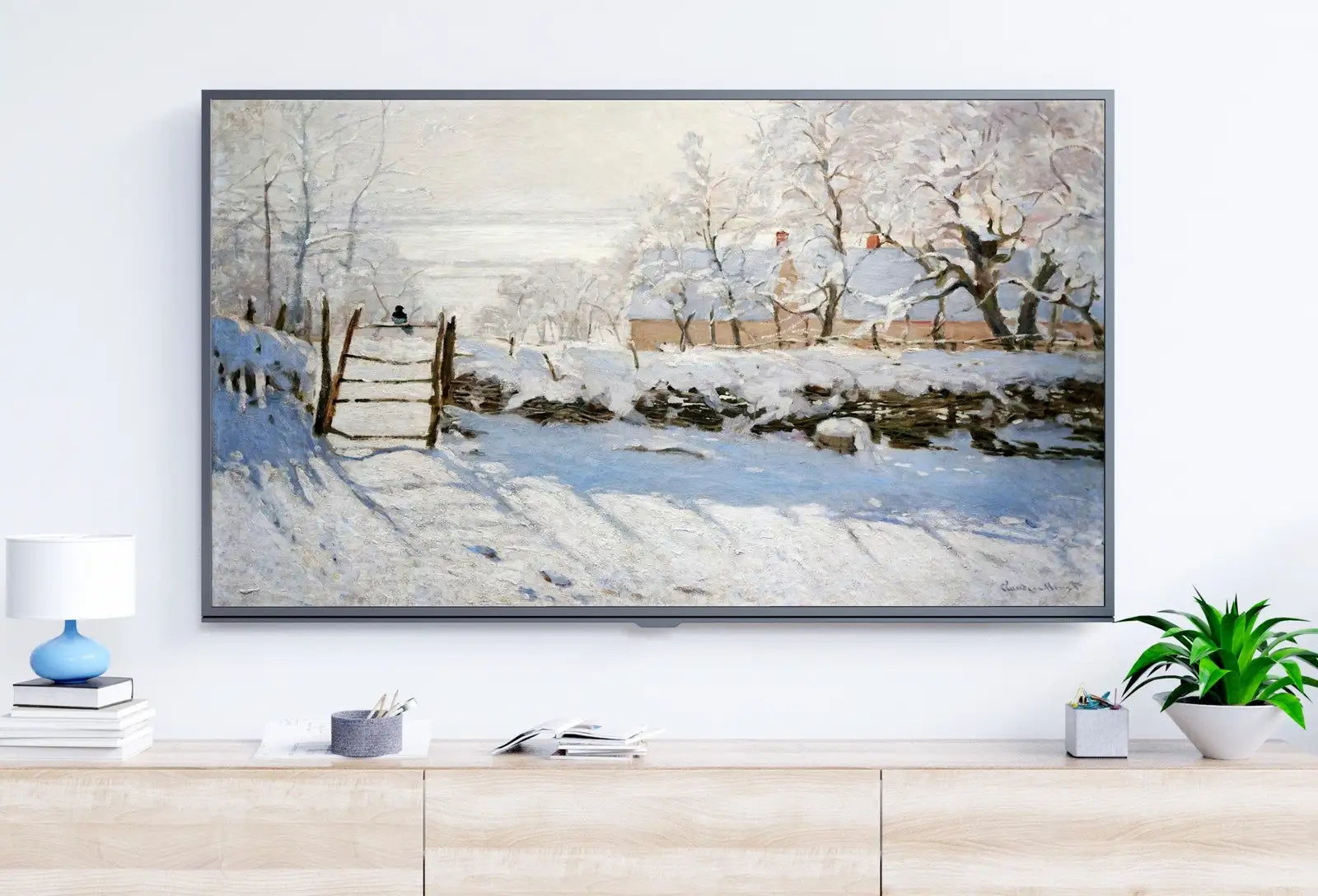 Included artwork preview showing first selection of artworks from Samsung Frame TV Art 4K The Magpie Famous Claude Monet Painting. Instant Download Landscape Wall Art for the Frame TV. Vintage Wall Art.