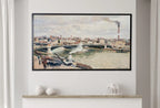 Detail view of artwork from Samsung Frame TV Art 4K The Seine River in Rouen European French City Painting. Instant Download Vintage Art for Samsung Frame TV. TV Art. (variation 1)