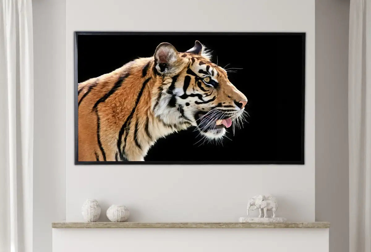 Detail view of artwork from Samsung Frame TV Art 4K Tiger digital Painting, Big Cat Wall Decor. Instant Download Nature Wildlife Art for the Frame TV. Tiger Art for TV. (variation 2)