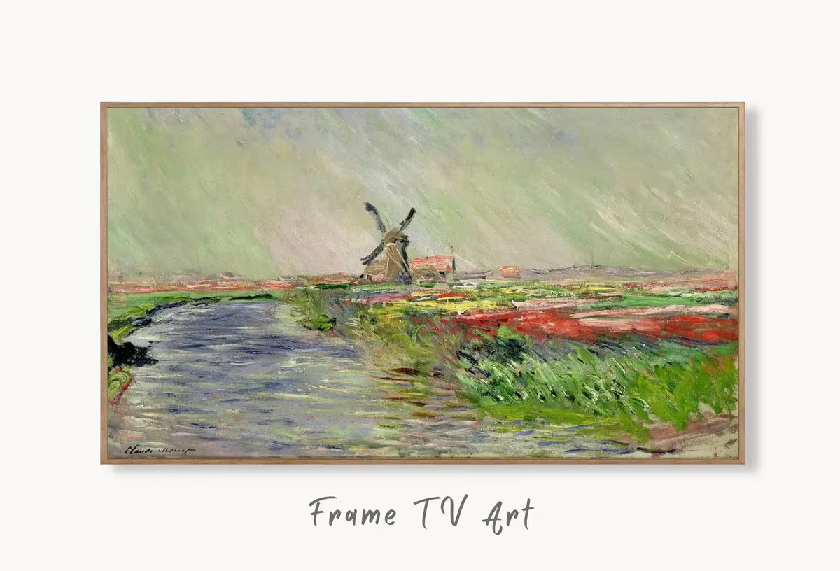 Samsung Frame TV Art 4K Tulip Field Famous Claude Monet Painting. Instant Download Vintage Art for Samsung Frame TV. Claude Monet Art for TV – Frame TV  Art