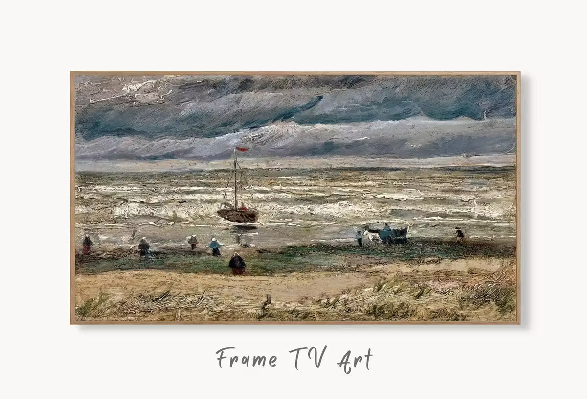 Samsung Frame TV Art 4K van Gogh Beach in Stormy Weather Painting. Instant Download Famous Vintage Art for the Samsung Frame TV – Frame TV  Art