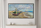 Samsung Frame TV Art 4K van Gogh Fishing Boats on the Beach Painting. Instant Download Famous Vintage Nautical Art for the Samsung Frame TV – Frame TV  Art