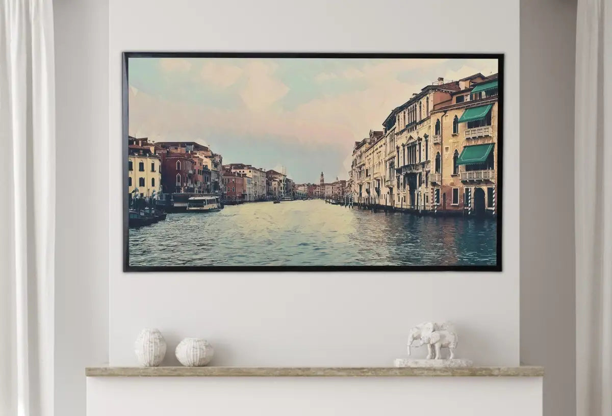 Detail view of artwork from Samsung Frame TV Art 4K Venice Grand Canal Digital Painting. Instant Download Art for TV. Colorful Frame TV Art. Italy Landscape Painting. (variation 2)