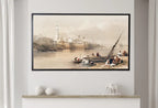 Detail view of artwork from Samsung Frame TV Art 4K View on the Nile Ancient Egyptian Wall Art. Instant Download Antique Architecture Vintage Egyptian Art for Frame TV. (variation 2)