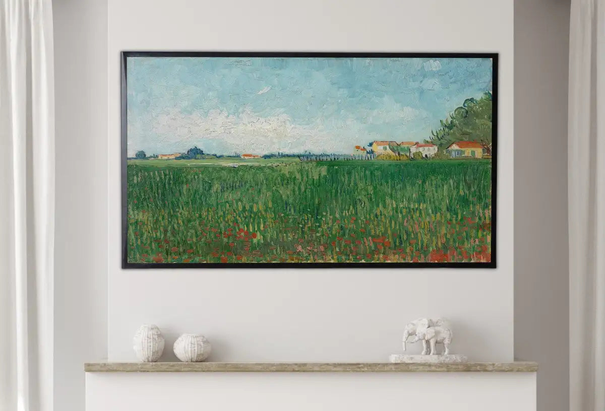 Detail view of artwork from Samsung Frame TV Art 4K Vincent van Gogh's Field with Poppies Famous Painting. Instant Download van Gogh Art for the Frame TV. Vintage Decor. (variation 2)