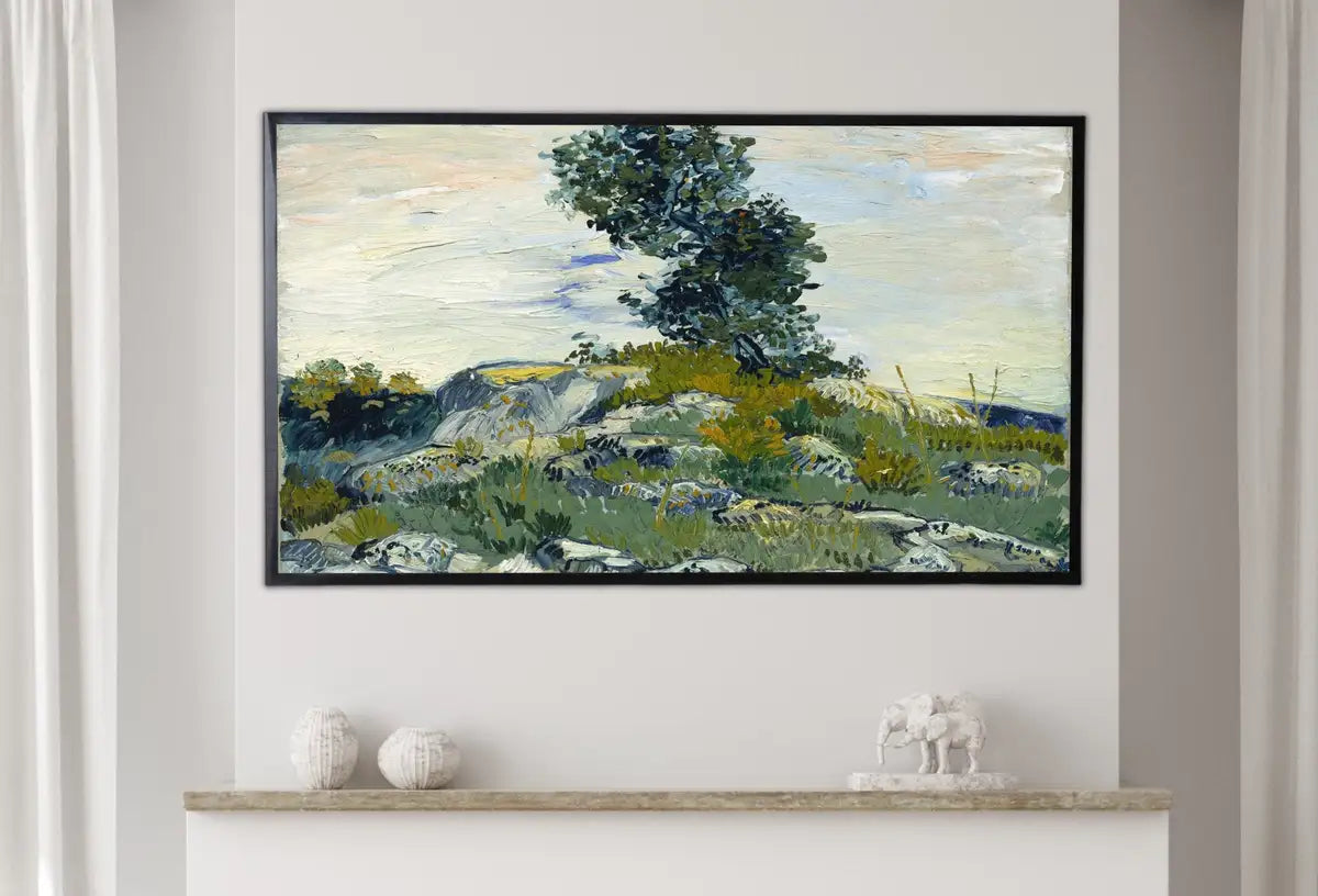 Detail view of artwork from Samsung Frame TV Art 4K Vincent van Gogh's "The Rocks" Famous Painting. Instant Download van Gogh Art for the Frame TV. Vintage Decor. (variation 2)