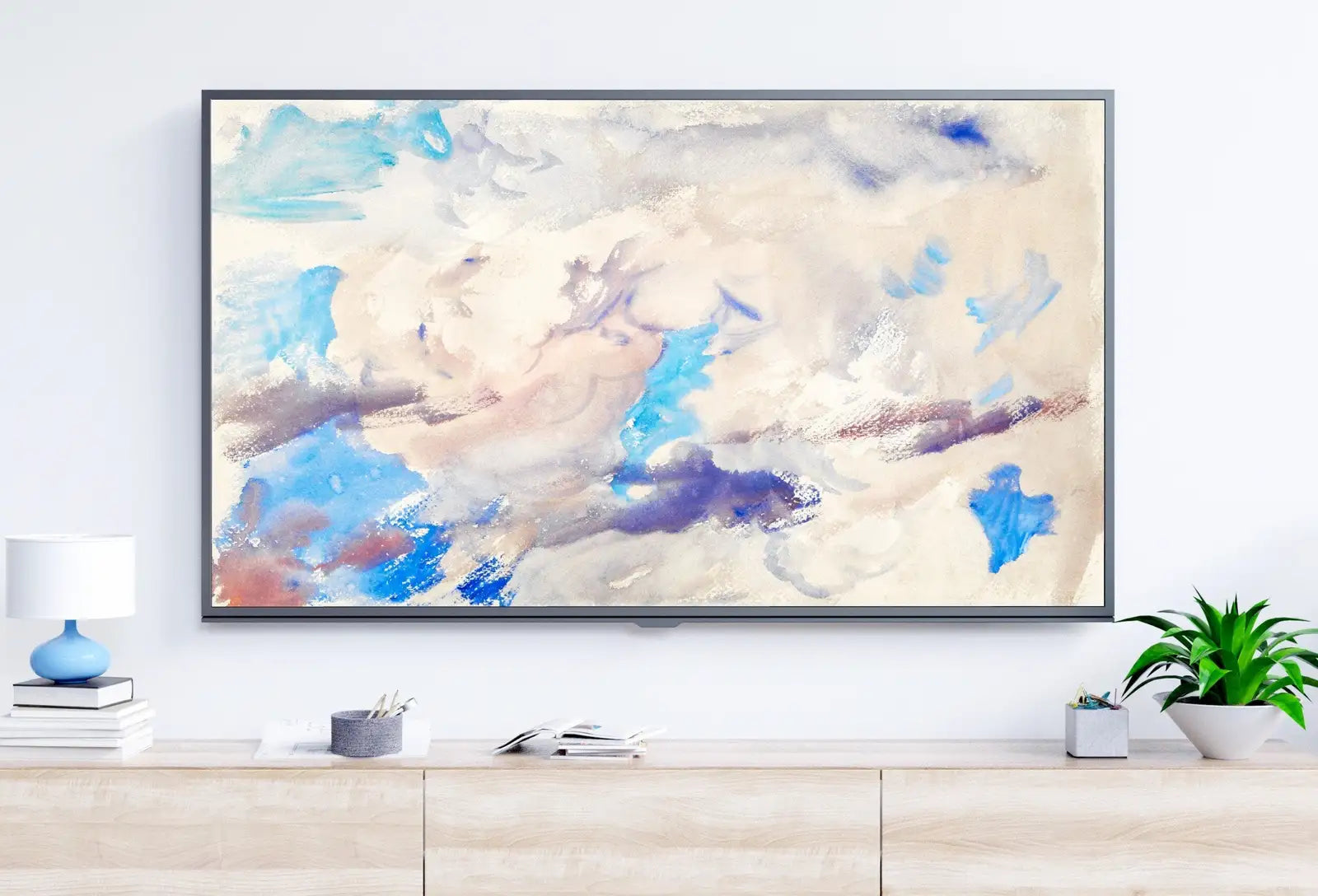 Included artwork preview showing first selection of artworks from Samsung Frame TV Art, 4K Vintage Abstract Cloud Painting. Cloud Art Home Decor, Instant Download for Samsung Frame, Watercolor TV Art.