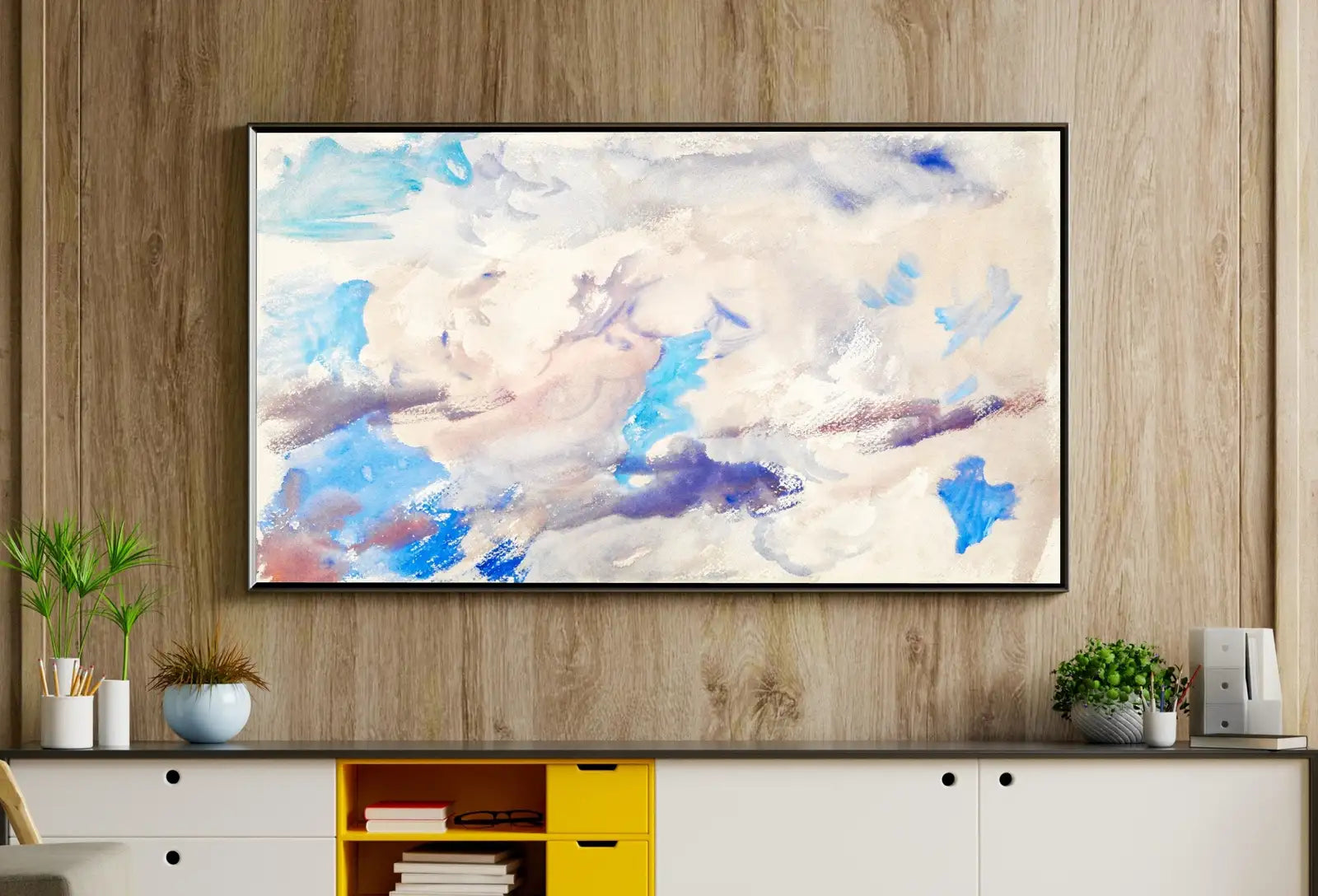 Second included artwork preview from Samsung Frame TV Art, 4K Vintage Abstract Cloud Painting. Cloud Art Home Decor, Instant Download for Samsung Frame, Watercolor TV Art featuring various scenes.