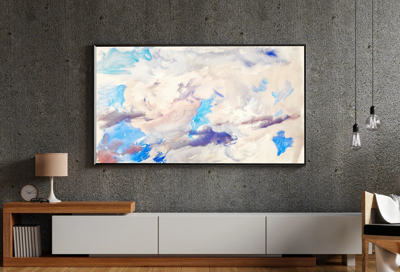 Detail view of artwork from Samsung Frame TV Art, 4K Vintage Abstract Cloud Painting. Cloud Art Home Decor, Instant Download for Samsung Frame, Watercolor TV Art. (variation 1)