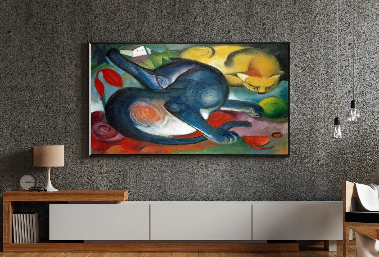 Detail view of artwork from Samsung Frame TV Art 4K Vintage Abstract Famous Cats Painting. Instant Download Cat Art for the Samsung Frame TV. Antique Art for TV. (variation 2)