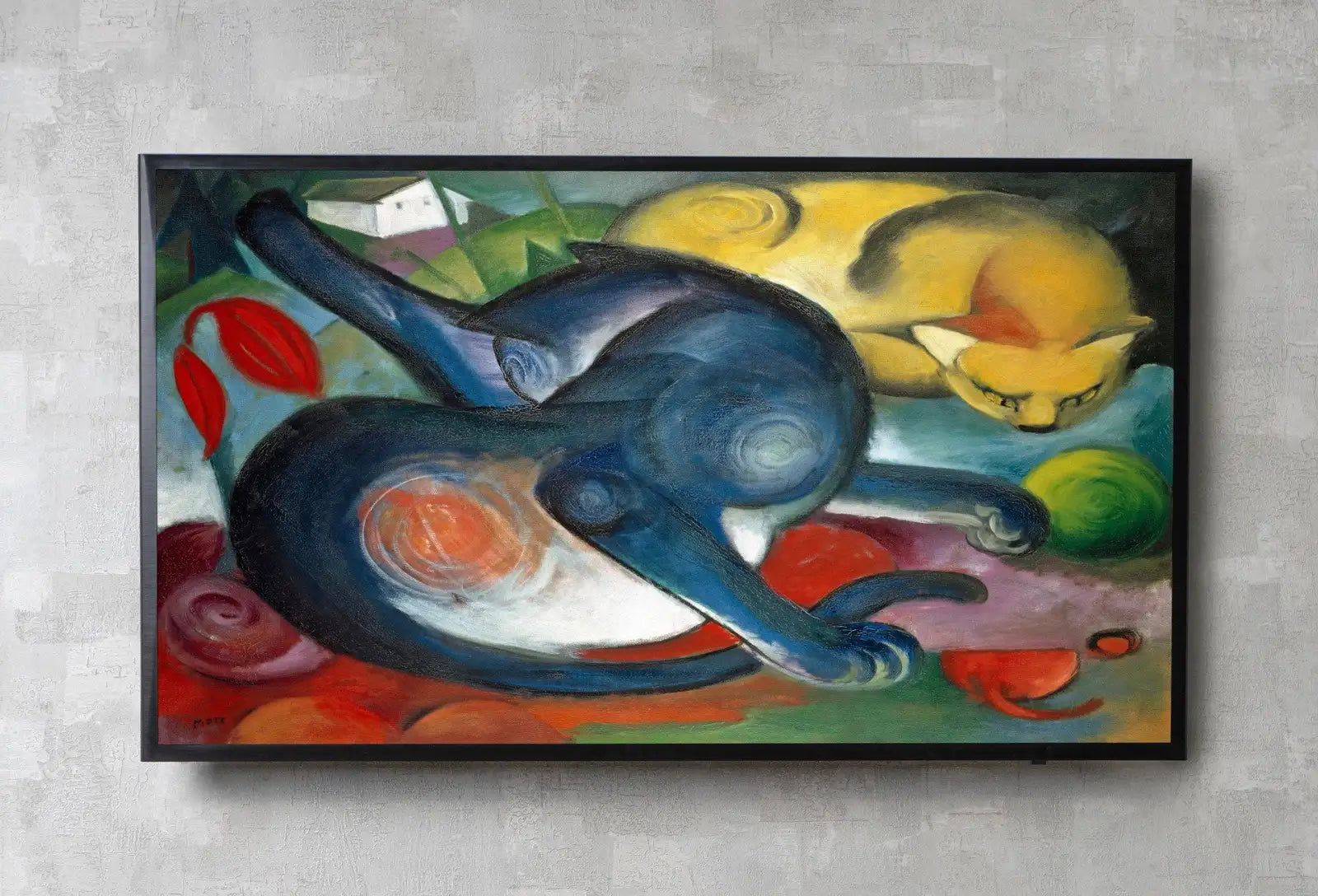 Detail view of artwork from Samsung Frame TV Art 4K Vintage Abstract Famous Cats Painting. Instant Download Cat Art for the Samsung Frame TV. Antique Art for TV. (variation 3)