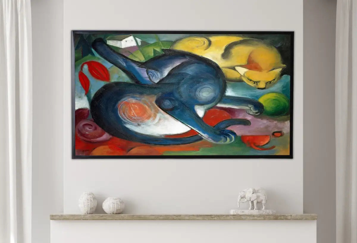 Detail view of artwork from Samsung Frame TV Art 4K Vintage Abstract Famous Cats Painting. Instant Download Cat Art for the Samsung Frame TV. Antique Art for TV. (variation 5)