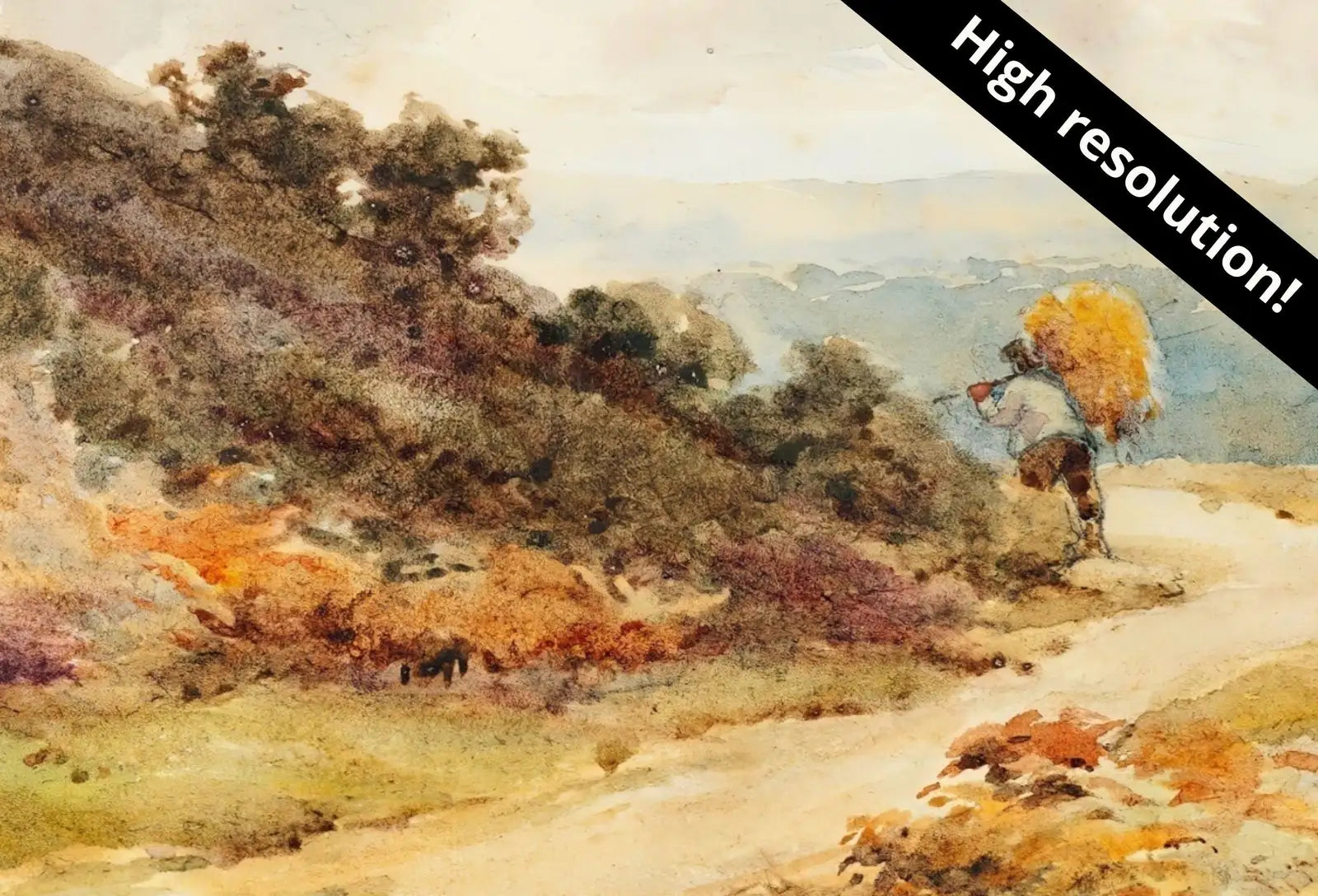 Detail view of artwork from Samsung Frame TV Art 4K Vintage Autumn Landscape Painting. Instant Download Colorful Autumn Art for the Frame TV. Landscape Art for TV. (variation 1)