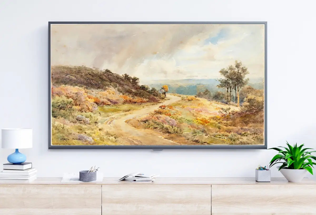 Detail view of artwork from Samsung Frame TV Art 4K Vintage Autumn Landscape Painting. Instant Download Colorful Autumn Art for the Frame TV. Landscape Art for TV. (variation 2)