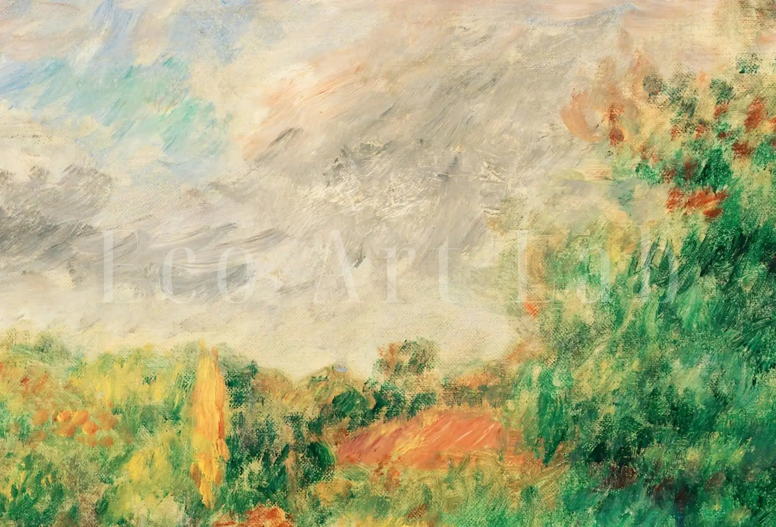 Detail view of artwork from Samsung Frame TV Art 4K Vintage Countryside Landscape by Auguste Renoir. Famous Antique Oil Painting. Vintage Impressionist Art for Frame TV. (variation 1)