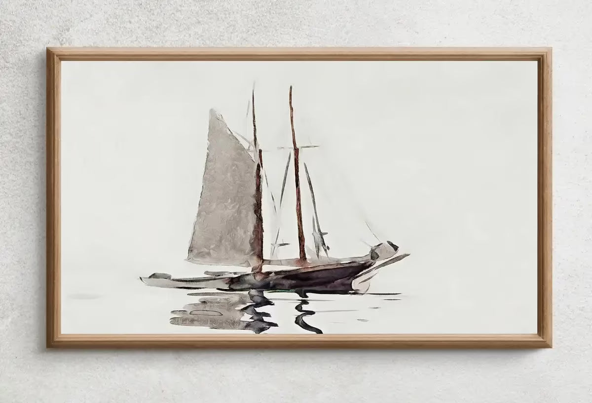 Samsung Frame TV Art 4K Vintage Sail Boat Painting, Nautical Wall Decor. Instant Download Boat Art for the Frame TV. Minimalist Art for TV – Frame TV  Art