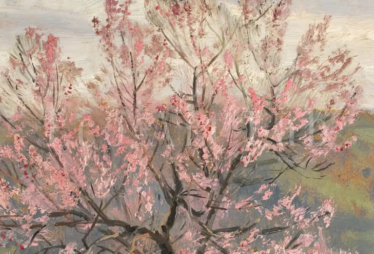 Samsung Frame TV Art 4K Vintage Spring Almond Blossom Landscape Painting. Instant Download Landscape Art for Frame TV. French Country Decor – Frame TV  Art