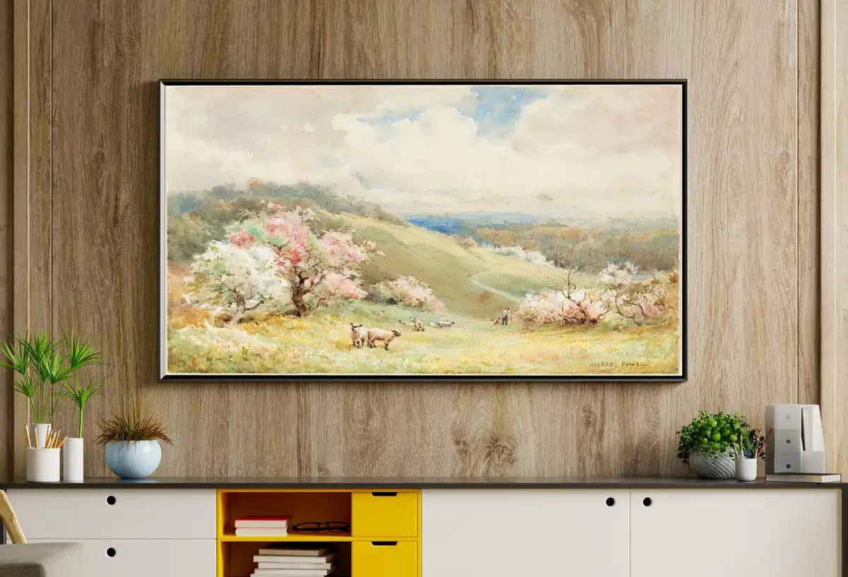 Samsung Frame TV Art 4K Vintage Spring Landscape Painting. Instant Download Colorful Spring Art for the Frame TV. Landscape Art for TV – Frame TV  Art