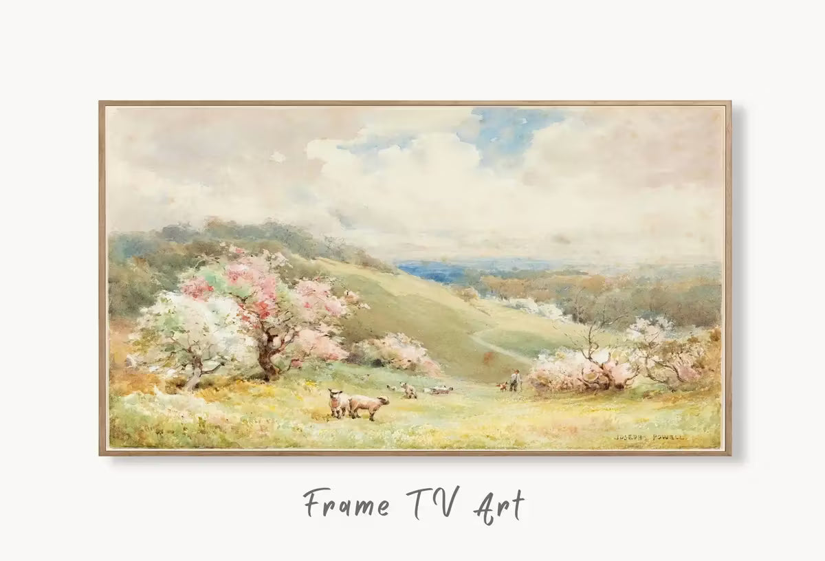 Samsung Frame TV Art 4K Vintage Spring Landscape Painting. Instant Download Colorful Spring Art for the Frame TV. Landscape Art for TV – Frame TV  Art