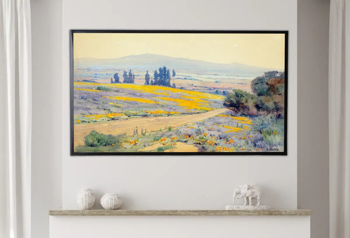 Detail view of artwork from Samsung Frame TV Art 4K Vintage Spring Landscape Painting. Instant Download Spring Field Landscape. Wall Art for Frame TV. Vintage Wall Art. (variation 2)