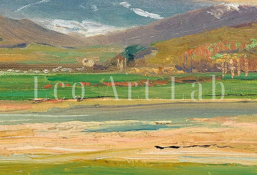 Included artwork preview showing first selection of artworks from Samsung Frame TV Art 4K Vintage Spring Mountain Landscape Painting. Instant Download Spring Meadow Wall Art for Frame TV. Vintage Wall Art.