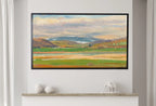 Detail view of artwork from Samsung Frame TV Art 4K Vintage Spring Mountain Landscape Painting. Instant Download Spring Meadow Wall Art for Frame TV. Vintage Wall Art. (variation 2)