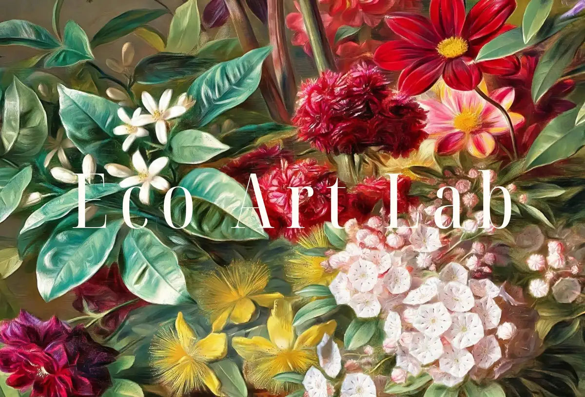 Detail view of artwork from Samsung Frame TV Art 4K Vintage Still Life Flowers in Greek Vase Painting. Botanical Instant Download Colorful Retro Floral Art for Frame TV. (variation 2)