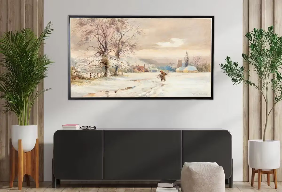 Samsung Frame TV Art 4K Vintage Winter Landscape Painting. Instant Download Colorful Winter Art for the Frame TV. Landscape Art for TV – Frame TV  Art