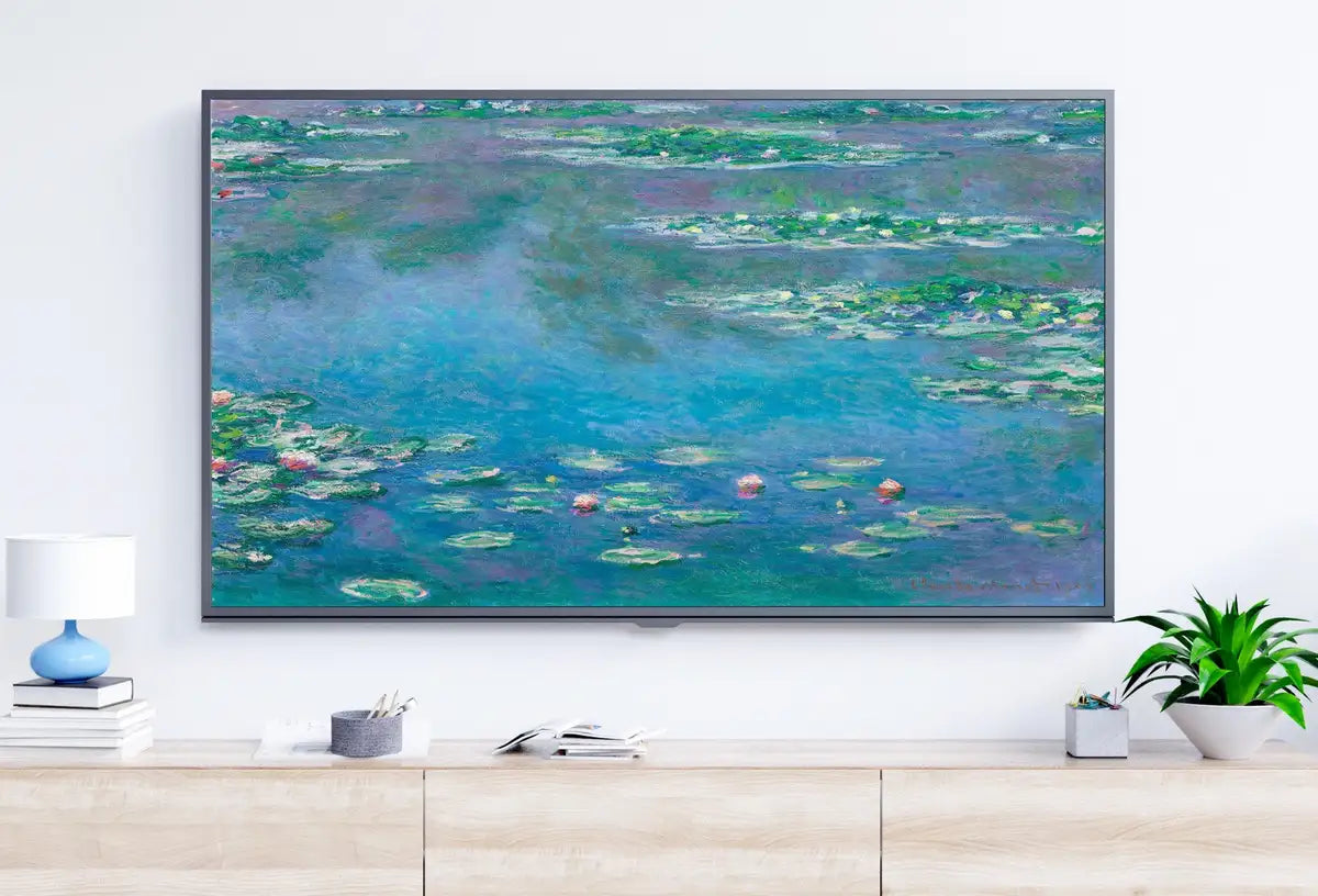 Detail view of artwork from Samsung Frame TV Art 4K Water Lilies Famous Claude Monet Painting. Instant Download Botanical Wall Art for the Frame TV. Vintage Wall Art. (variation 2)
