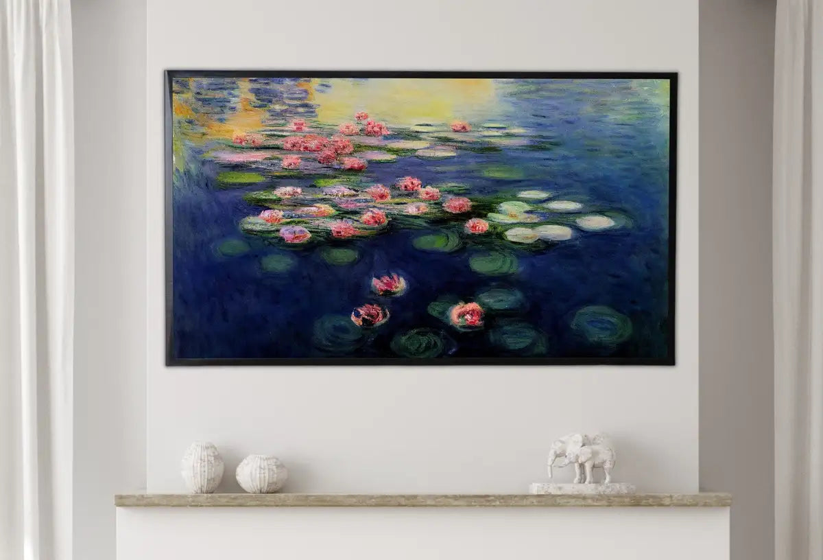 Detail view of artwork from Samsung Frame TV Art 4K Water Lilies Pond Colorful Monet Inspired Digital Art. Instant Download Landscape Art for Frame TV. Botanical Art. (variation 2)